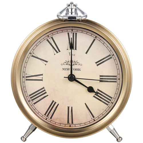 MAGICLULU レトロデザイン卓上目覚まし時計 静音スリープモード搭載 コンパクト属製アラーム 寝室インテリアに