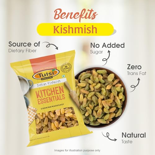 Image of Tulsi Dry Fruits Kishmish 1kg | Seedless Kishmish | Raisins Dry Fruits | Healthy & Tasty Snacks | Fat Free | Source of Dietary Fiber