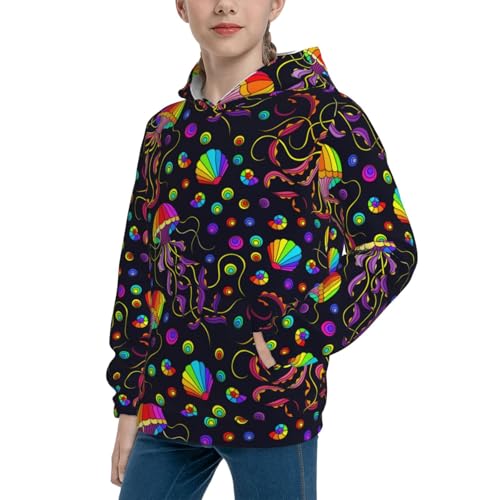 Rainbow Jellyfishes Kid Hoodies Boys Sweatshirts Girls Pullover with Pocket2