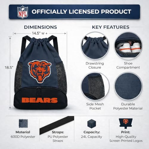 Image of NFL Chicago Bears Cinch Bag - Standard Logo Drawstring Backpack