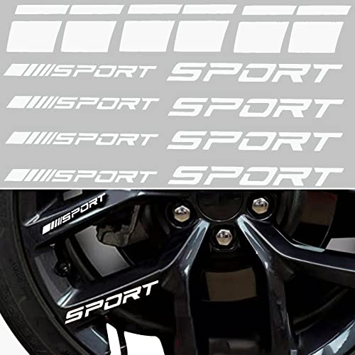 Image of Pincuttee 14pcs Car Decal Stickers,Wheel Rim Decal Sticker,Sport Logo Reflective Stickers,Sport Emblem Car Rear Bumper Sticker,Rear Mirror Decals for All Vehicles(White,14PCS)