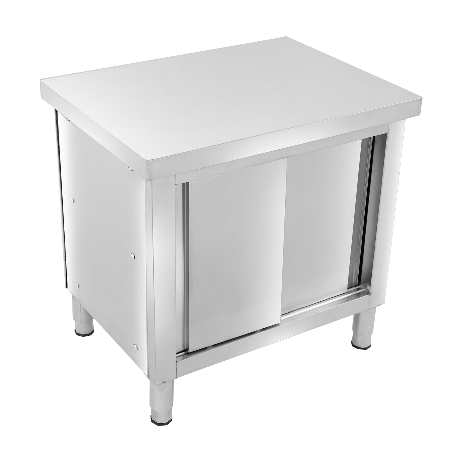 OUKANING Szafka robocza z drzwiami przesuwnymi, 120 x 60 x 80 cm, stół roboczy ze stali nierdzewnej, wolnostojąca, szafka kuchenna, szafka gastronomiczna ze stali nierdzewnej, nośność 300 kg, do