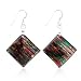 Sterling Silver Hand Painted Murano Glass Multi-Colored Abstract Art Square Dangle Earrings 2”