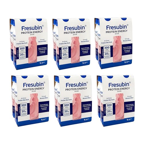Fresubin PROTEIN ENERGY Drink Walderdbeere 24x200ml- Hochkalorische Trinknahrung mit 20g Eiweiß von Fresenius Kabi 300 kcal pro Flasche glutenfrei ideal bei Mangelernährung