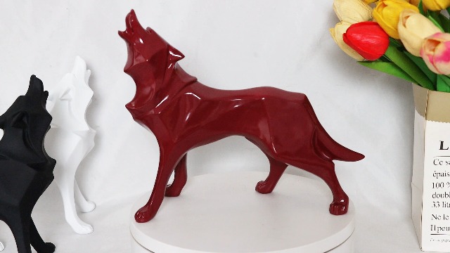 Estatua Geo. Abstracta Lobo Escultura Resina Decoración Hogar miniatura 7