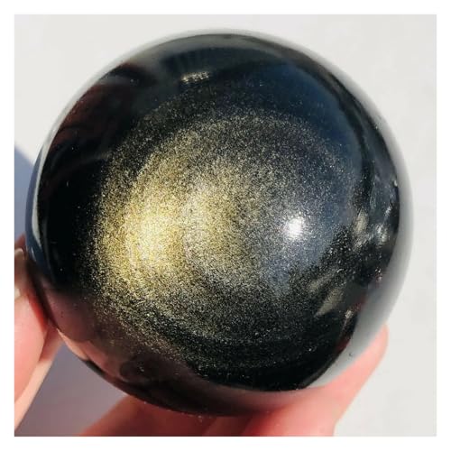 Sphère de lithothérapie en obsidienne dorée véritable de 400g polie à la main