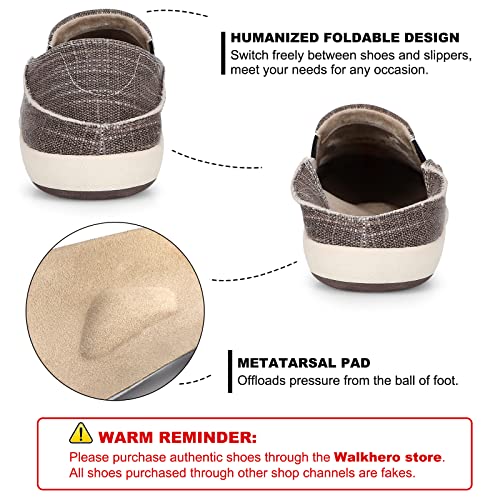 Slip On Shoes For Men, Plantar Fasciitis Canvas Loafer Shoes With Arch Support, Orthopedic Casual Non Slip Shoes With Rubber Sole (9, Brown) #TOP1