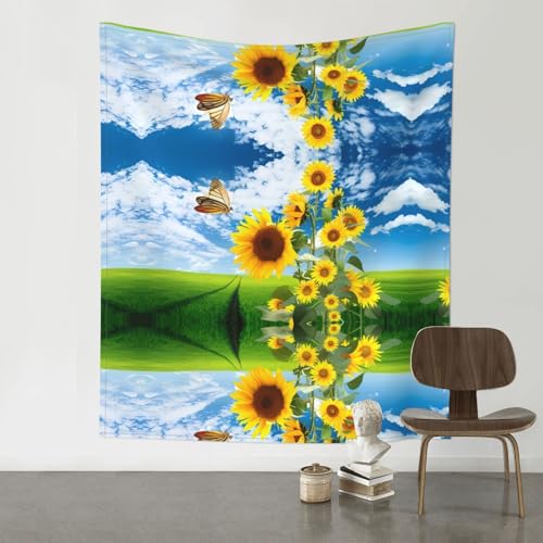 Tenture murale tournesol pour créer un coin pique-nique et déco de dortoir