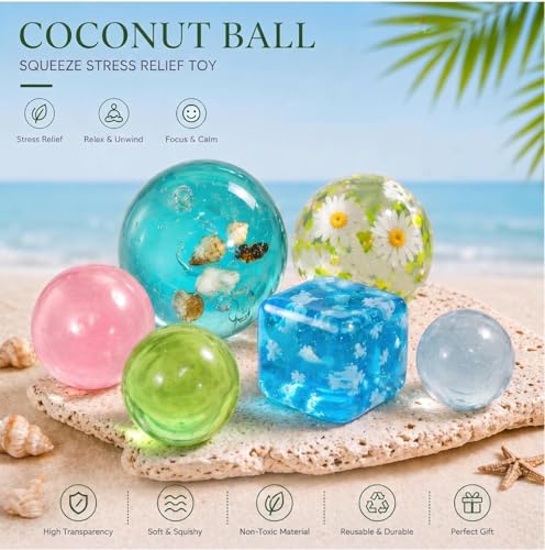 Image of Taba Squishy, Squeeze Fidget Adults Stress Relief Cute Adults Taba Squishy for Boys Girls Birthday Party Gifts, Blue Seashell Design, Office Desk Decoration (Blue B)