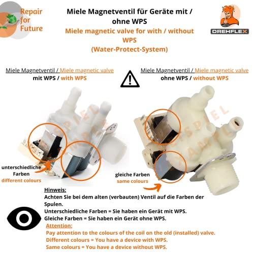 DREHFLEX - Ventiel/magneetventiel voor wasmachine compatibel met Miele - onderdeelnr. 1678013 incl. aansluitplaat apparaten zonder WPS (elektrisch waterstopsysteem) - Image 3