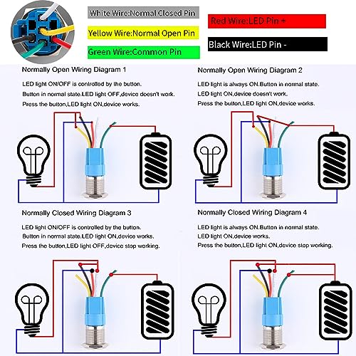 Gebildet E1204 19Mm 12V-24V/5A Stainless Steel Latching Push Button Switch Power Symbol Led 1No1Nc Spdt thumb #5