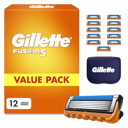 Gillette Recharges De Rasoir Fusion5 pour Hommes, Pack De 12, authentiques, Cartouches avec Bande Lubrifiante Et 5 Lames pour Un Rasage Manuel Efficace,...