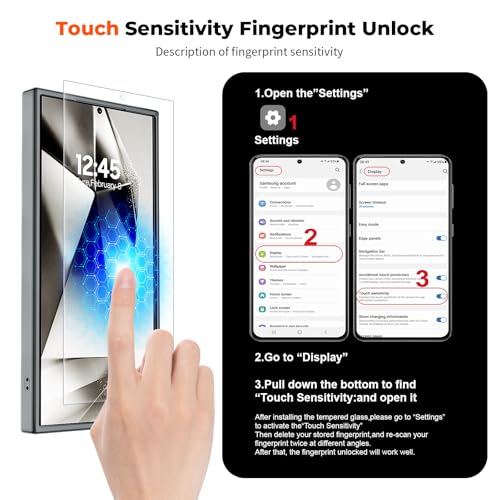 Image of SUPFINE Magnetic for Samsung Galaxy S24 Ultra Case with Screen Protector, (Built-in Magnets) (Military Grade Drop Protection) Slim Translucent Shockproof Phone Case,Titanium Gray