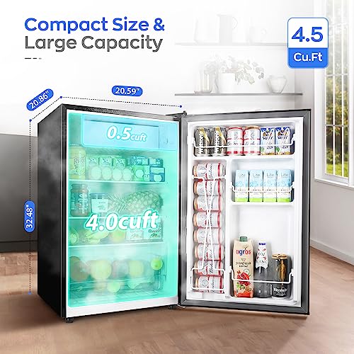 Upstreman 4.5 Cu.Ft Mini Fridge With Freezer, Single Door Small Refrigerator, Adjustable Thermostat, Low Noise, Energy-Efficient thumb #1