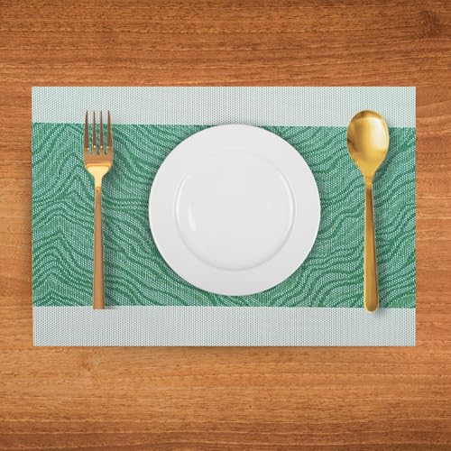 Image of Dining Table Placemats & Runner Set - Heat Resistant, Washable & Stain Resistant Woven Vinyl Mats | Table Runner & 6 Placemats Set for Stylish Dining (45x30 cm Placemats, 180x30 cm Runner)