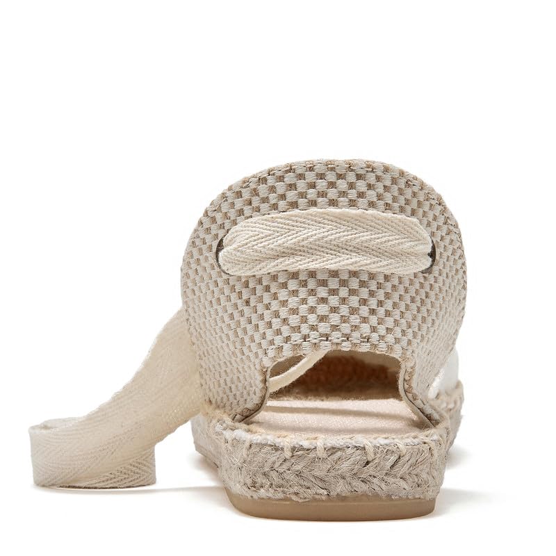 U-lite Women's Espadrille FLat Sandals Closed Toe Ankle Wrap,Classic Lace Up Summer Dressy Flat Shoes4