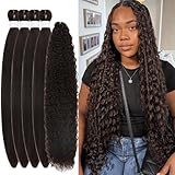 ITSBRAIDS 4 Dark Brown Braiding Hair Pre Stretched Boho Hair for braiding...
