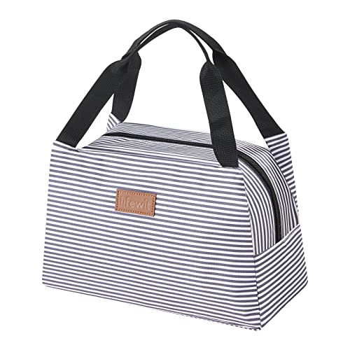 Lifewit Lunch Bag For Women Men, Insulated Lunch Box, Reusable Lunch Tote For Meal Prep, Work, Travel, Black White Stripes #TOP7