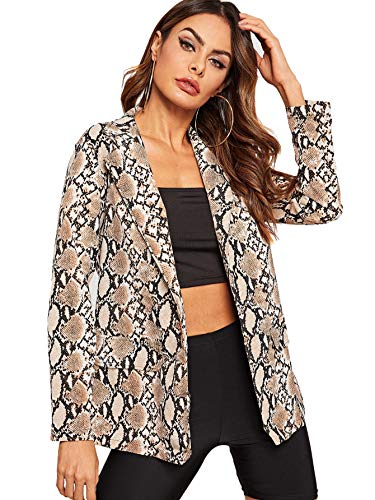 Floerns Women's Long Sleeve Open Front Leopard Print Blazer Multicolor-2 L
