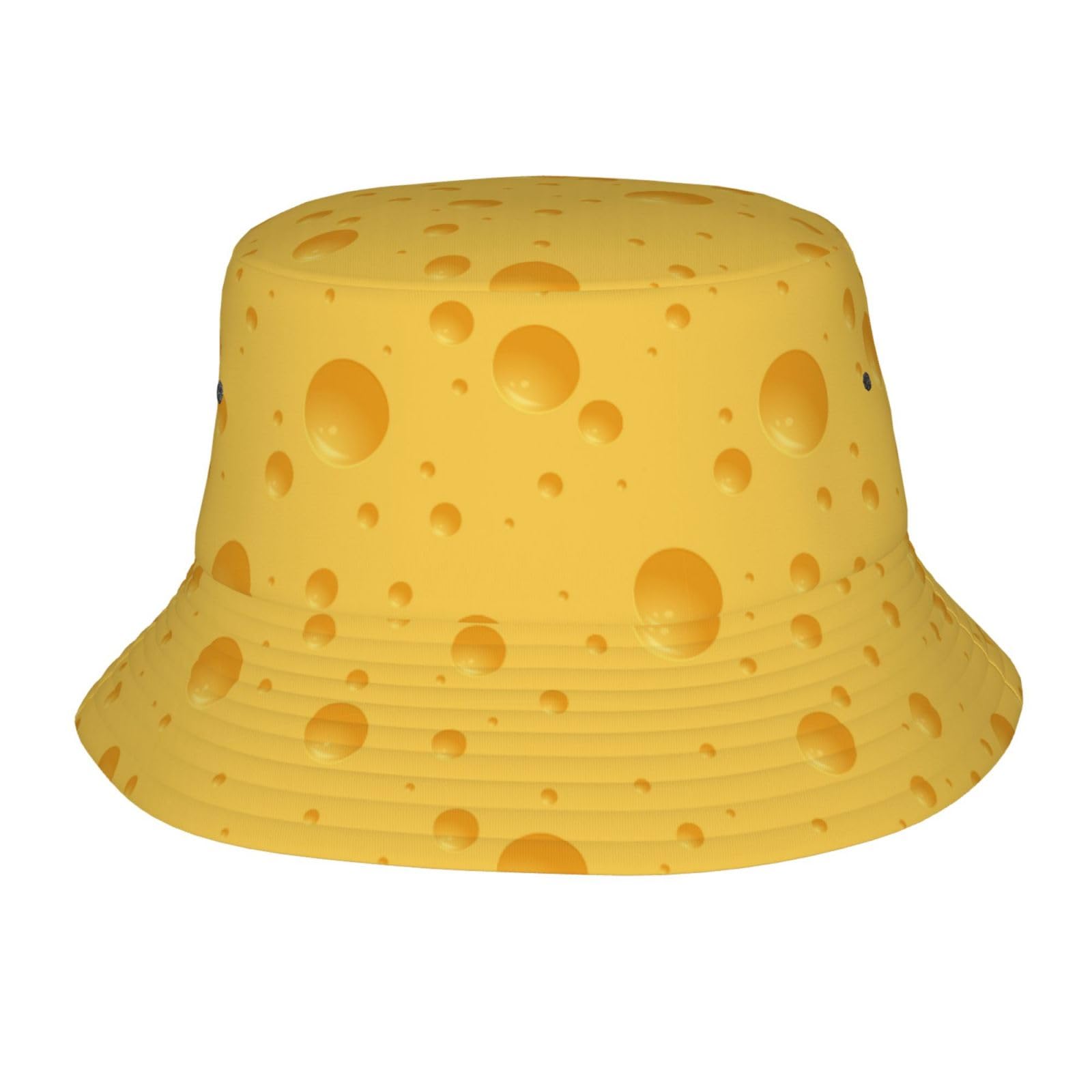 Lhahdg Unisex White Yellow Cheese Pattern Bucket Hat Fisherman Hats Packable Sun Cap Outdoor Summer Travel Beach Cap For Women Men