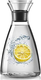 zxz Dzbanek szklany, 96 ml. Karafka borokrzemowa z pokrywką, szklany dzbanek bez kapania, odpowiedni do zimnych / gorących wody, mrożonej herbaty i soków