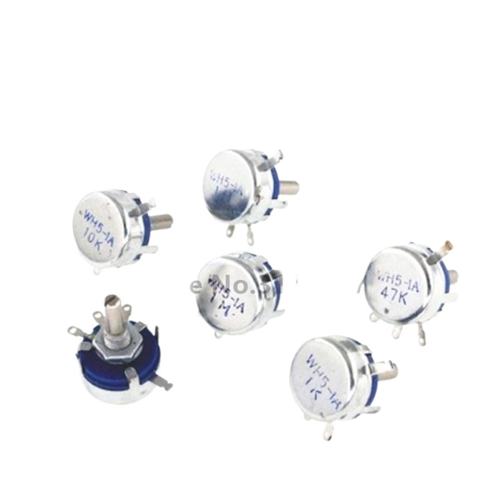 Potentiomètre rotatif conique à arbre rond à 3 bornes WH5-1A 470R 1K 10K 47K 4K7 100K 470K 220K 1K5 22K 1M ohm 2 pièces/lot(4.7K Ohm)