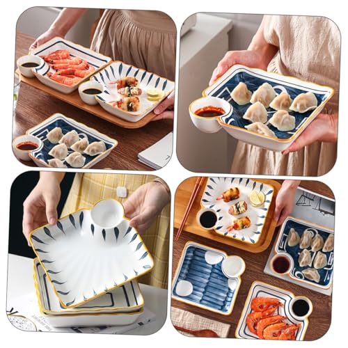 Juego 4 platos de sushi cerámicos diseño cuadrado miniatura 3