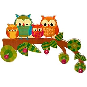 Hess 30316 Houten Kindergarderobe met Uil, 33 x 25,8 x 4,4 cm, Meerkleurig