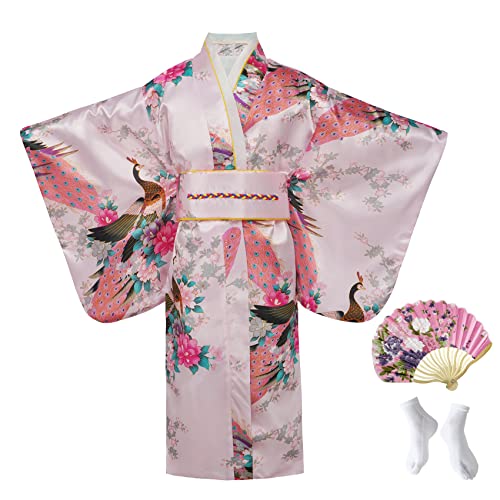 Consejos para Comprar Batas y kimonos para Niña - los más vendidos. 45 Kimono de vestir tradicional japonés para niños y niñas, kimono Yukata, bata de cosplay de anime, Rosado, Medium