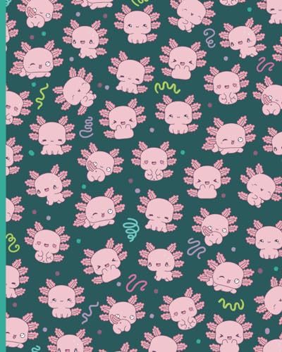 Axolotl Journal: Cute Notebook for Writing | 8 X 10" - 128 Lined Pages - Great Gift