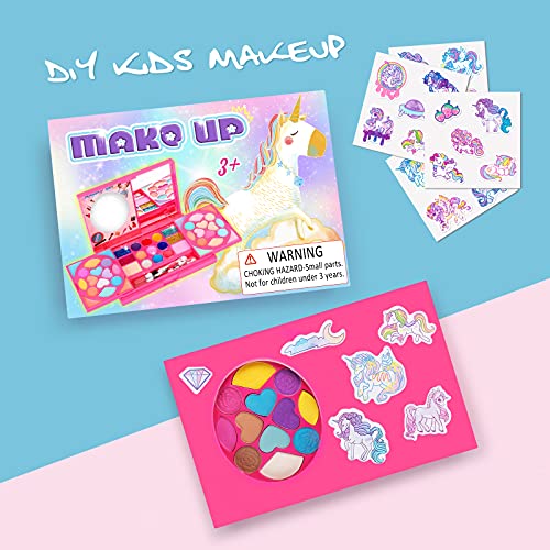 AMOSTING Kids Makeup Kits for Girls,Kids Washable Makeup Kit with Mirror,Girls Play Makeup Princess Toys for Kids,Make Up Toy Cosmetic Kit Gifts for Toddler Kids - Thumbnail 2