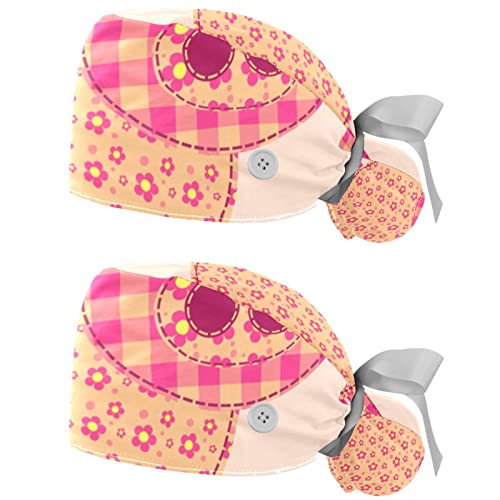 Chapeaux bouffants casquettes de travail respirantes JDEZ cochon rose floral pour protection cheveux