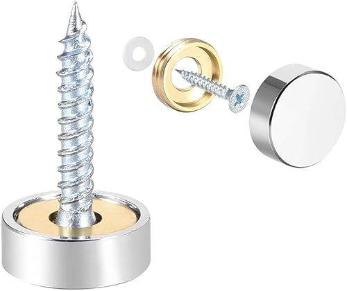 Vista 9 de uxcell Tornillos de espejo tapas decorativas cubierta clavos acero inoxidable pulido 0.472 in 8pcs