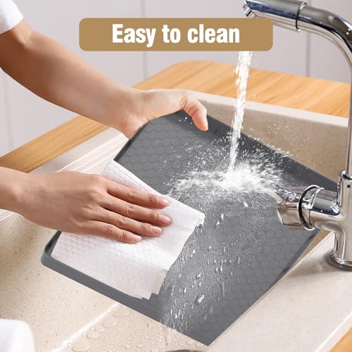 Image of Water Cooler Mat - (22 inch x 19 inch) Non-Slip Water Cooler Dispenser Mat with Raised Edges for Floor Protection, Under Water Cooler Dispenser Mat, Great for Bedrooms,Kitchens, Offices, Bars (Gray)