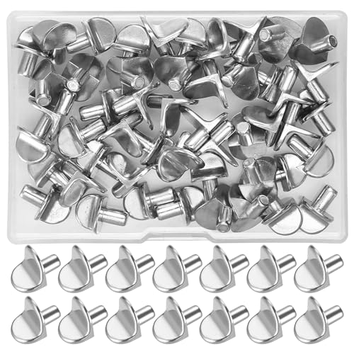 qxayxa 50 Pcs Shelf Support Pegs, 5mm L Shape Shelf Pegs, Wardrobe Shelf Pins, Metal Shelf Supports Pegs for Kitchen Cabinet Cupboard Bookcase Closet Glass Furniture Shelves Shelf Bracket Pegs Pins