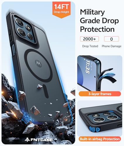 Image of FNTCASE for Moto G 2026 /2025 Case: Motorola Moto G Play 5G 2026 Case [Compatible with Magsafe] Translucent Matte Cases with [Screen Protector] Military Grade Shockproof Protective Phone Cover -Black