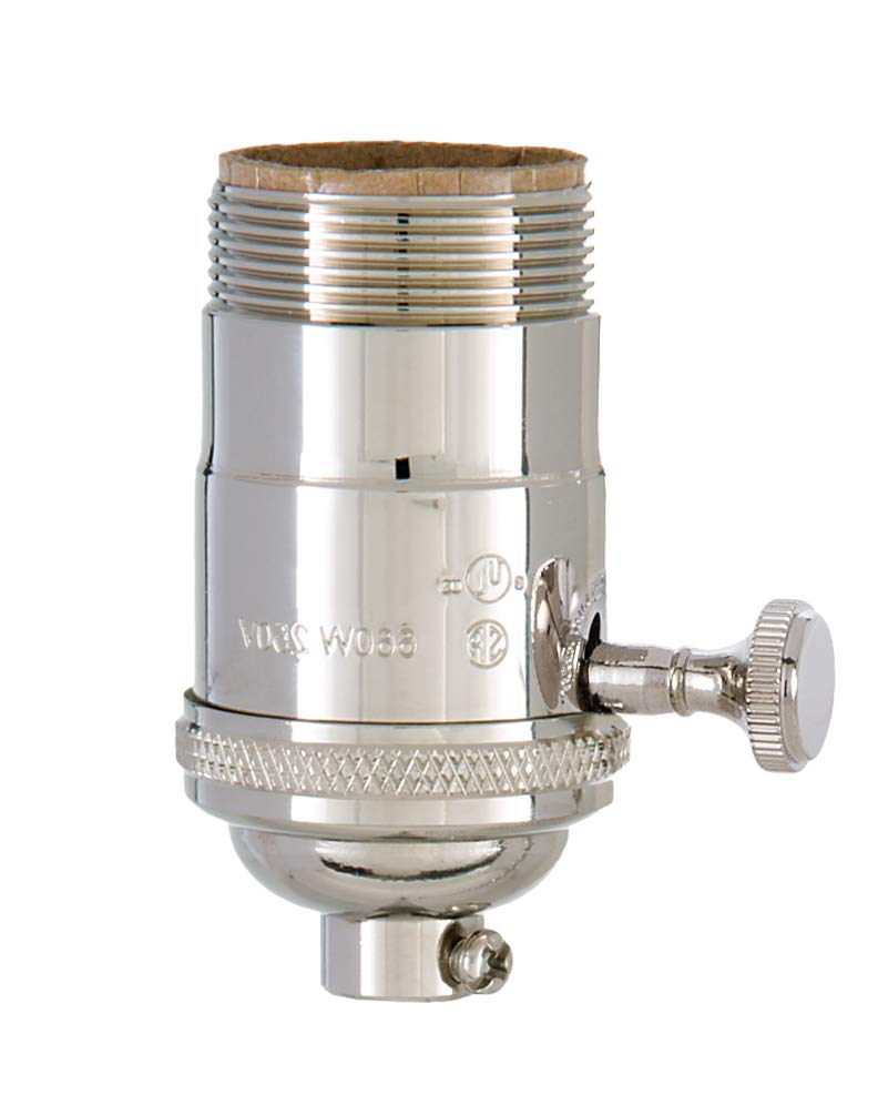 B&P Lamp® Heavy Turned Brass Socket with Brass Knob, Antique Bronze Finish, On/Off Function Uno Thread Shell