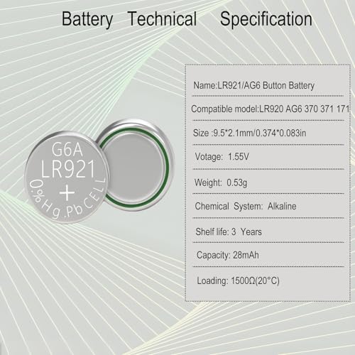 Baterías Botón Alcalinas LR921 30 Unidades 1.5V miniatura 2