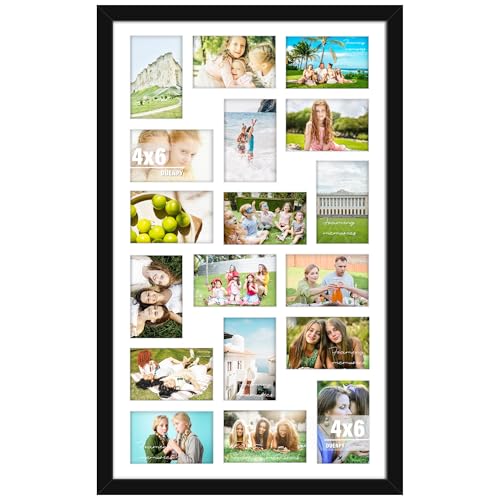 Image of DUENPY 18x30 Picture Frame 4x6 Collage Picture Frame Displays Eighteen 4x6 inch Photos Collage Wall Decor Wall Hanging Black