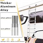 Telescopic Ladder, 8.5FT RIKADE Aluminum Telescoping Ladder with Non-Slip Feet and Stable Hook, Portable Extension Ladder for Household and Outdoor Working, 330lb Capacity