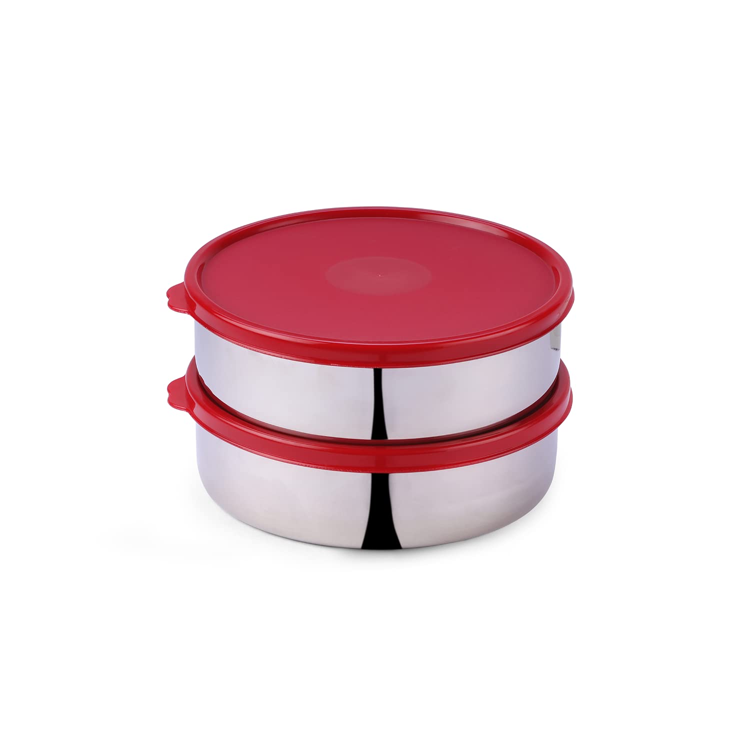 oliveware SOPL (logo) with Device Classic Duo Stainless Steel Storage Container with BPA Free Lid, Leak Proof & Spill Proof, Dishwasher & Freeze Safe, Set of 2 (1000ml) Each - Red