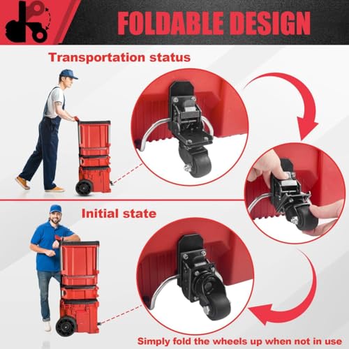 Boîte à outils à roulettes pliable avec structure de roue pour emballage roulant