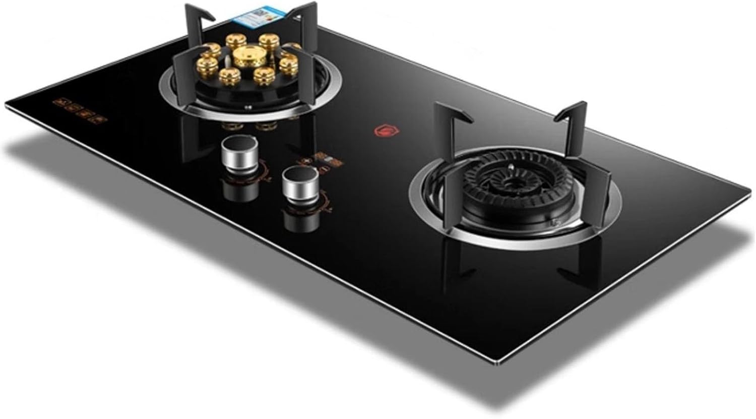 Indoor Gas Stove with 2 Burners, 5.0kW/5.2kW Tempered Glass Gas Cooker, 9-cavity Timed High Flame Stove, Recessed Installation Camping Cooktop, Gas Cooker for RV, Apartments, Outdoor(NG)