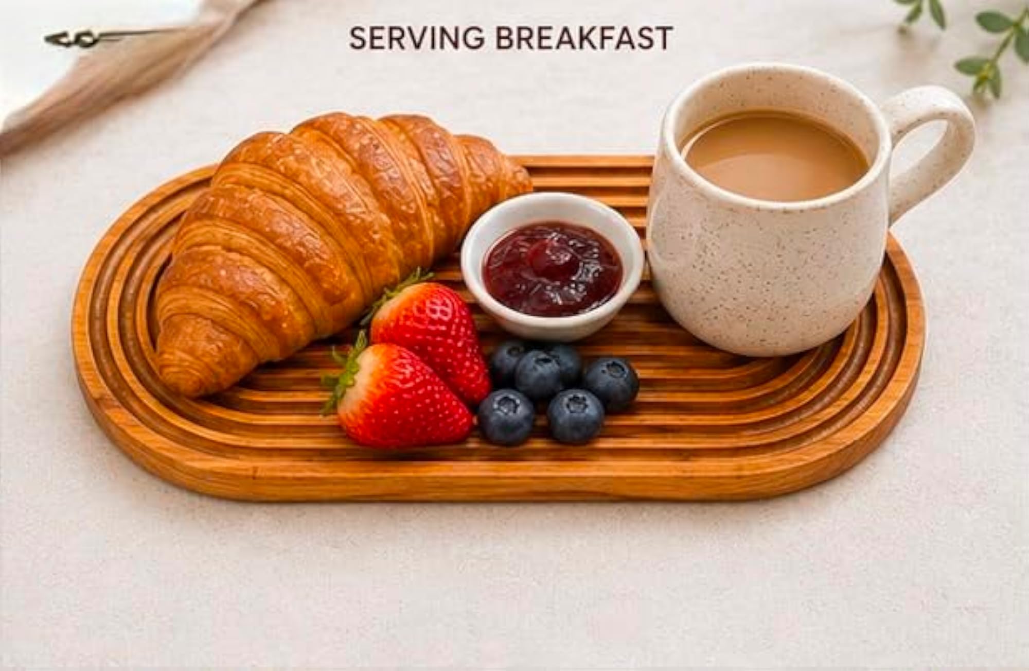 Wooden Fluted Oval Tray