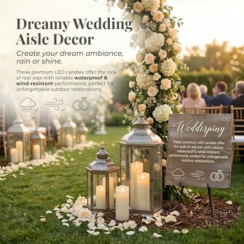Image of Enido 9pcs Flameless Candles with Remote, 2.2 inch x 5 /6 /7 inch Heat-Resistant Plastic LED Pillar Candles, Battery Operated Moving Wick Fake Candles with Timer, Realistic for Wedding, Outdoor, Home Decor