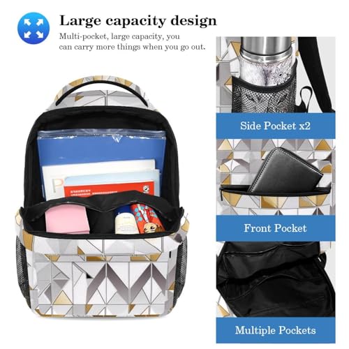 Sac à dos géométrique pour le collège et le lycée style tendance multicolore - 3