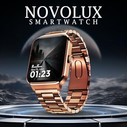 Image of PunnkFunnk NovoLux HD Display Smartwatch for Men & Women Answer /Make Calls, Heart Rate Monitor, 113+ Sports Modes, Step Counter, IP68 Waterproof, Compatible with Android & iOS(Metal Gold)