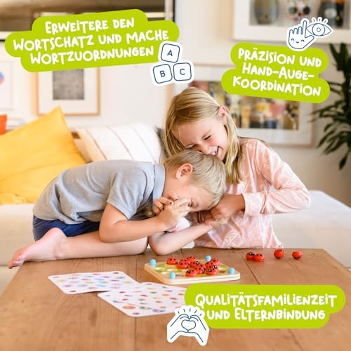 Nene Toys Children’s Ladybird Garden, Wooden Memory Game for Children Aged 3, 4, 5 Years With 10 Funny Patterns, Educational Toy, Boosts Memory and Cognitive Skills