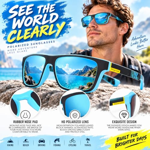 Buy Dervin Retro Square Polarized Sunglasses Blue - Image 7