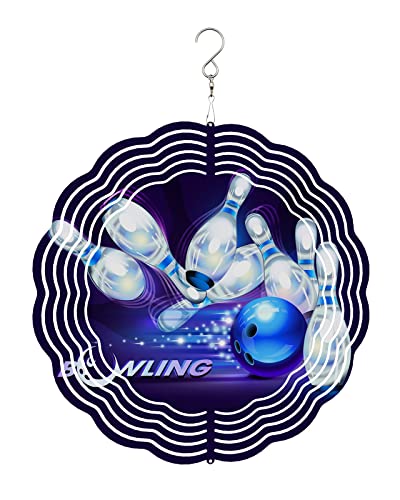 Wind Spinners For Yard And Garden Sports Theme Modern Athlete Competitive Bowling Ball Game 3D Hanging Wind Spinner Stainless Steel Outdoor Wind Mill Lawn Wind Sculptures Metal Wind Catchers 10" #TOP8